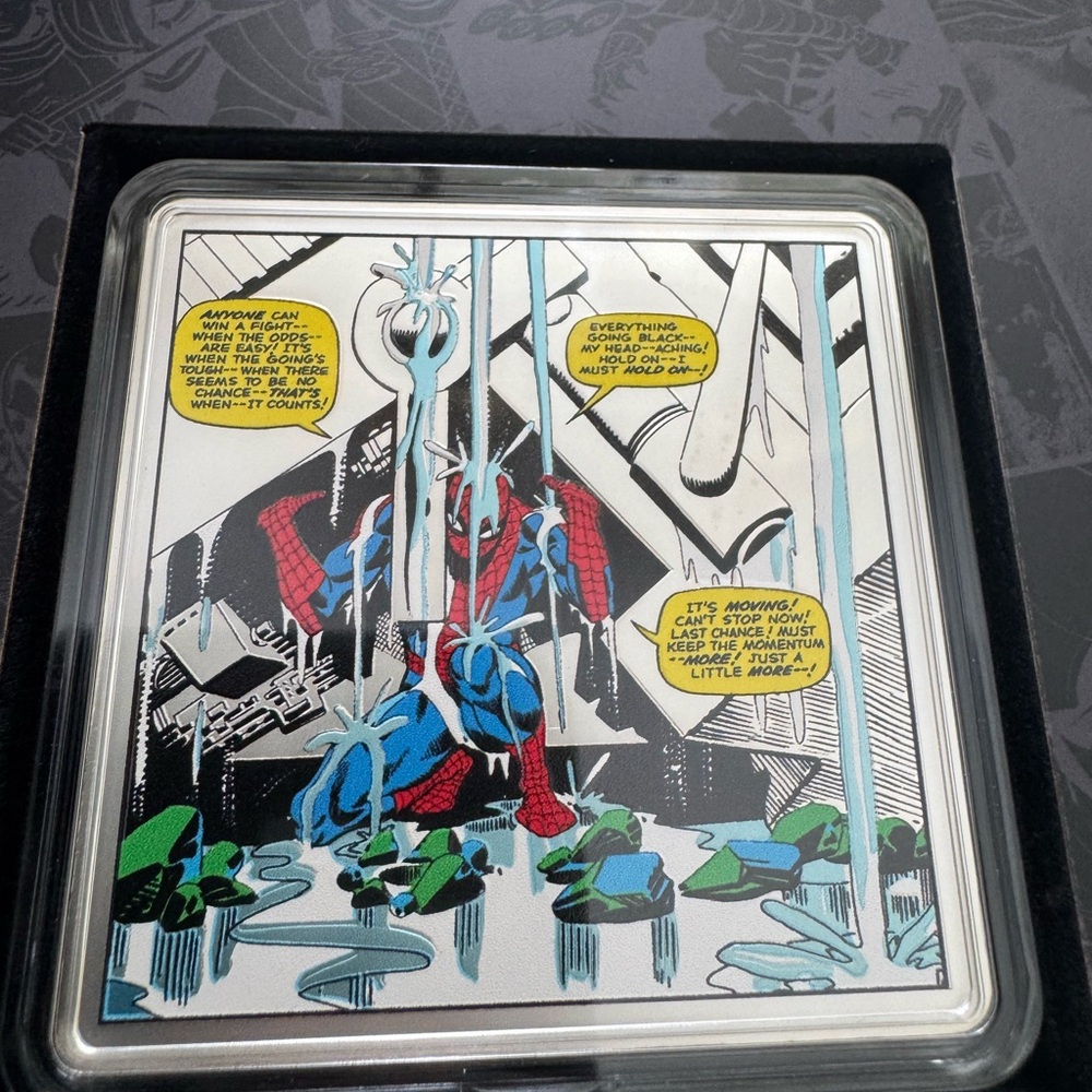 Marvel Spider-Man Comic Panel Silver Art - Red, Blue & Black